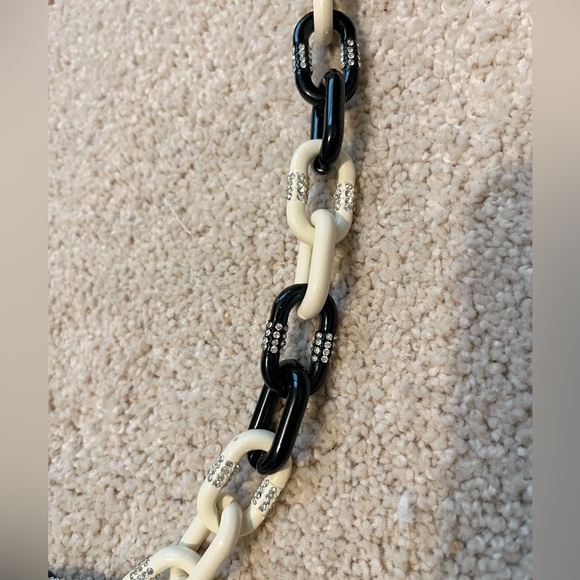 J. Crew Long Enamel Rhinestone Chain Link Necklace NWT - Picture 3 of 5